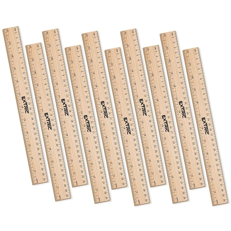 EXTRIC Rulers 12 Inch, Rulers Bulk for Classroom – Wooden Ruler for Kids 10 Pack Great for School, Classroom, Imperial and Metric Measurements for Office and Home - Image 1